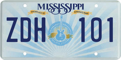 MS license plate ZDH101