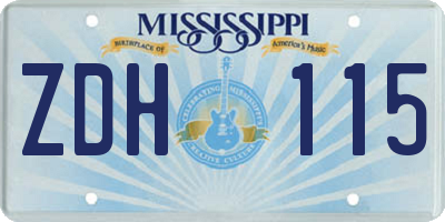 MS license plate ZDH115