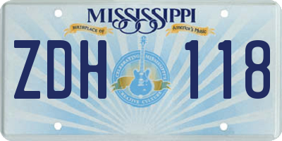 MS license plate ZDH118