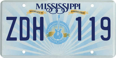 MS license plate ZDH119