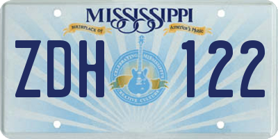 MS license plate ZDH122