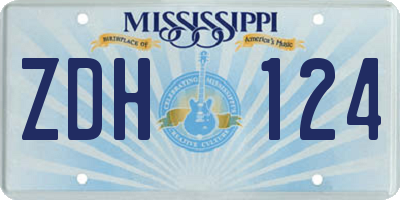 MS license plate ZDH124