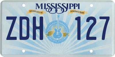 MS license plate ZDH127