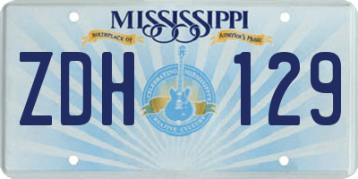 MS license plate ZDH129