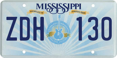 MS license plate ZDH130