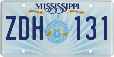 MS license plate ZDH131