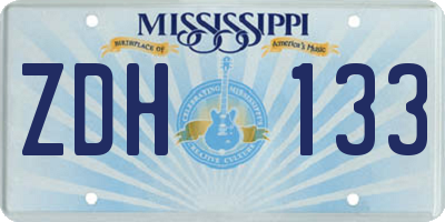 MS license plate ZDH133
