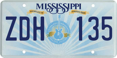 MS license plate ZDH135