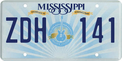 MS license plate ZDH141