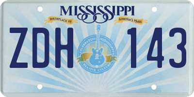 MS license plate ZDH143