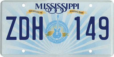 MS license plate ZDH149