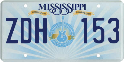 MS license plate ZDH153