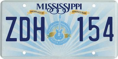 MS license plate ZDH154