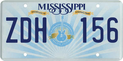 MS license plate ZDH156