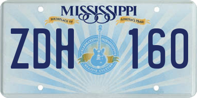 MS license plate ZDH160