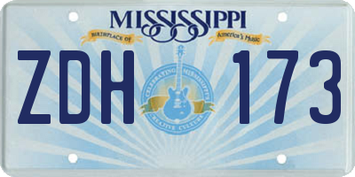 MS license plate ZDH173