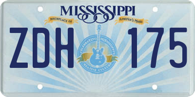MS license plate ZDH175
