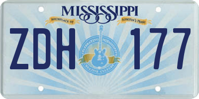 MS license plate ZDH177