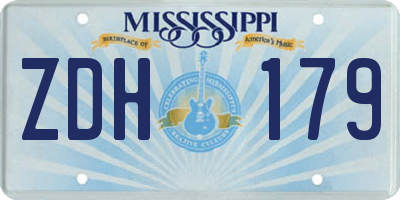 MS license plate ZDH179