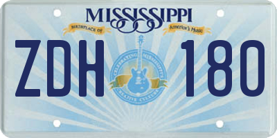 MS license plate ZDH180