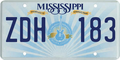 MS license plate ZDH183