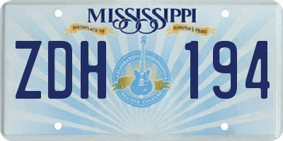 MS license plate ZDH194