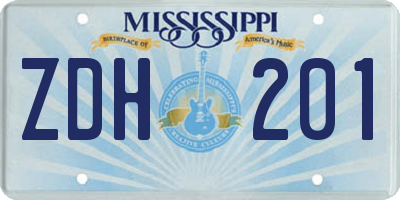 MS license plate ZDH201