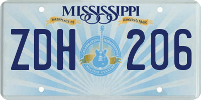 MS license plate ZDH206