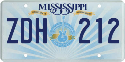 MS license plate ZDH212