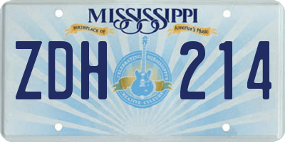 MS license plate ZDH214