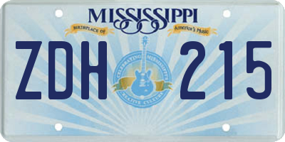 MS license plate ZDH215
