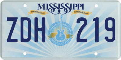 MS license plate ZDH219
