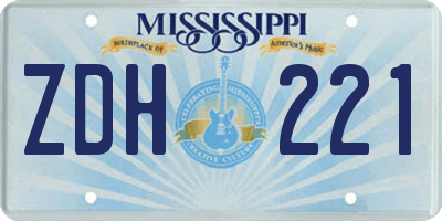 MS license plate ZDH221