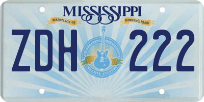 MS license plate ZDH222