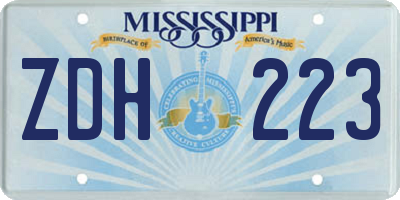 MS license plate ZDH223