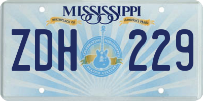 MS license plate ZDH229