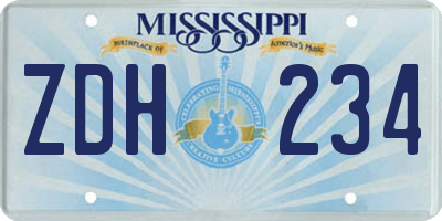 MS license plate ZDH234