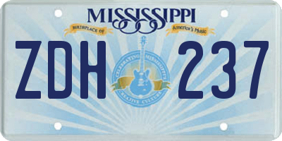 MS license plate ZDH237