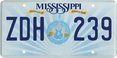 MS license plate ZDH239