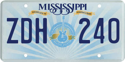 MS license plate ZDH240