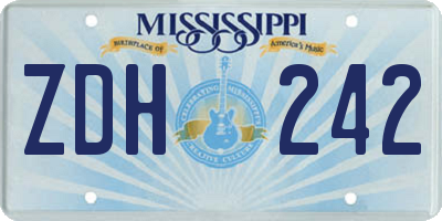 MS license plate ZDH242