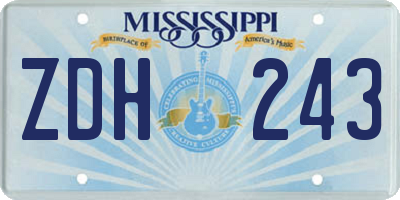 MS license plate ZDH243