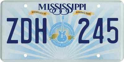 MS license plate ZDH245