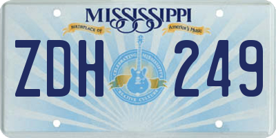 MS license plate ZDH249