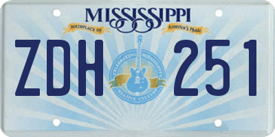 MS license plate ZDH251