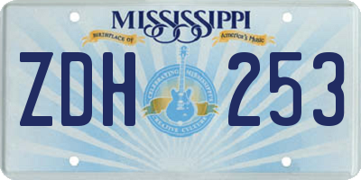 MS license plate ZDH253