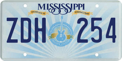 MS license plate ZDH254