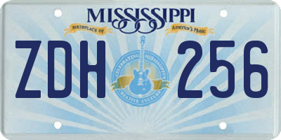 MS license plate ZDH256