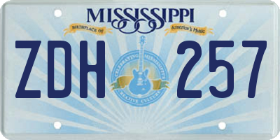 MS license plate ZDH257