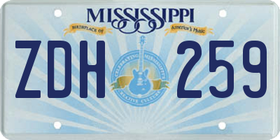 MS license plate ZDH259